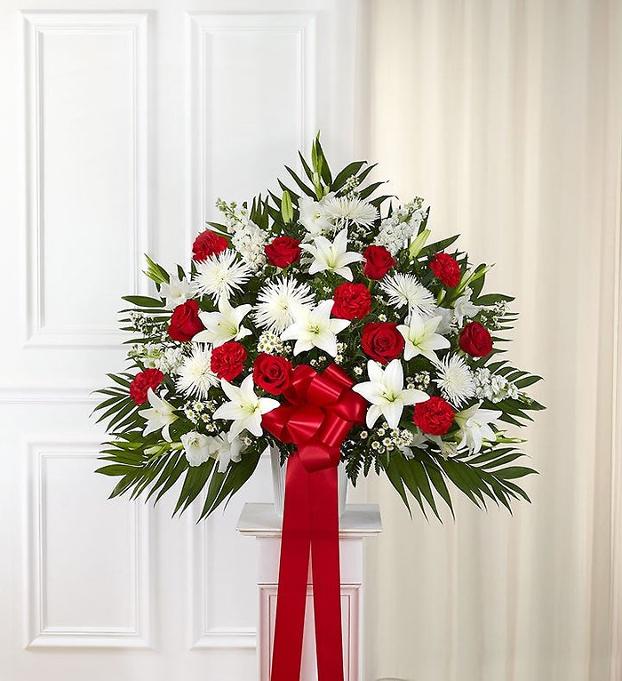 Heartfelt Sympathies&trade; Standing Basket- Red &amp; White