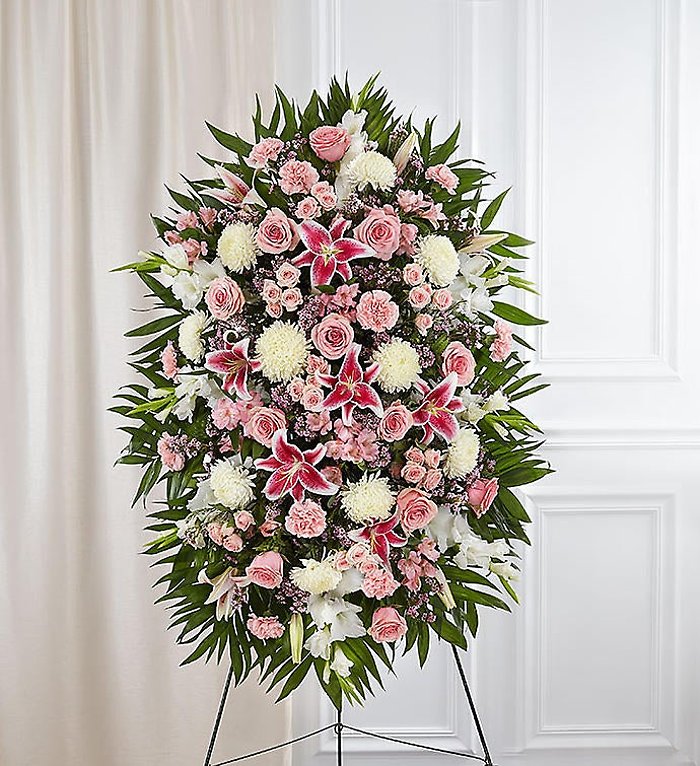 Pink &amp; White Funeral Standing Spray