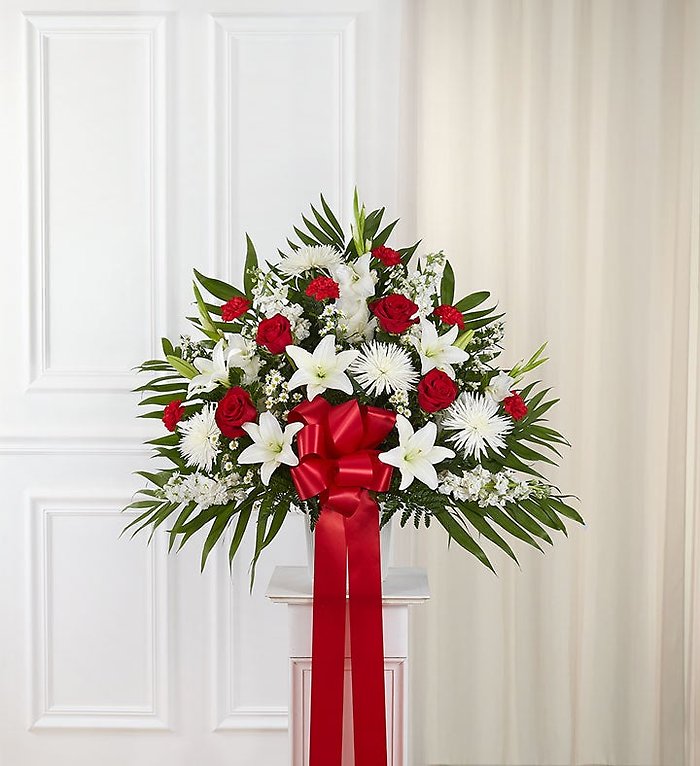 Heartfelt Sympathies&trade; Standing Basket- Red &amp; White