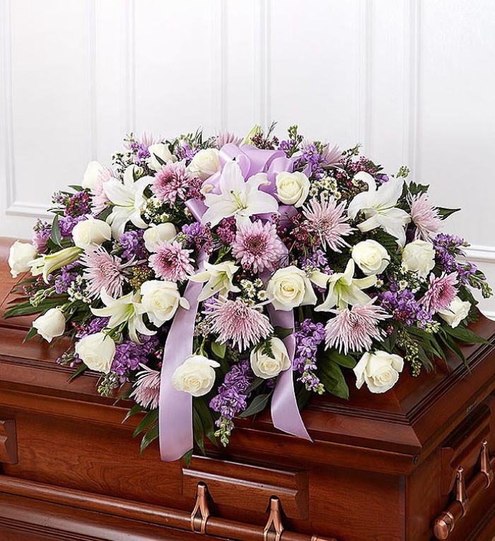 Lavender &amp; White Mixed Half Casket Cover