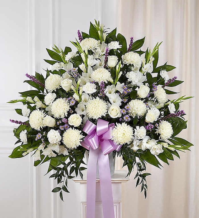 Heartfelt Sympathies Lavender &amp; White Standing Basket