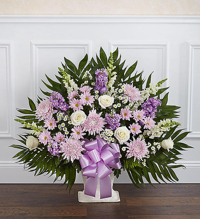 Heartfelt Tribute&trade; Lavender &amp; White Floor Basket Arran