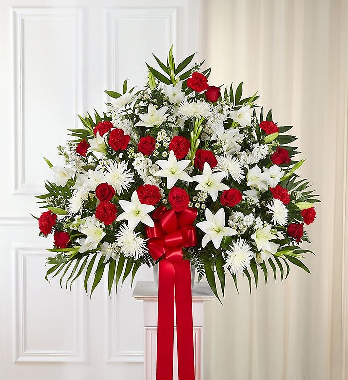 Heartfelt Sympathies&trade; Standing Basket- Red &amp; White