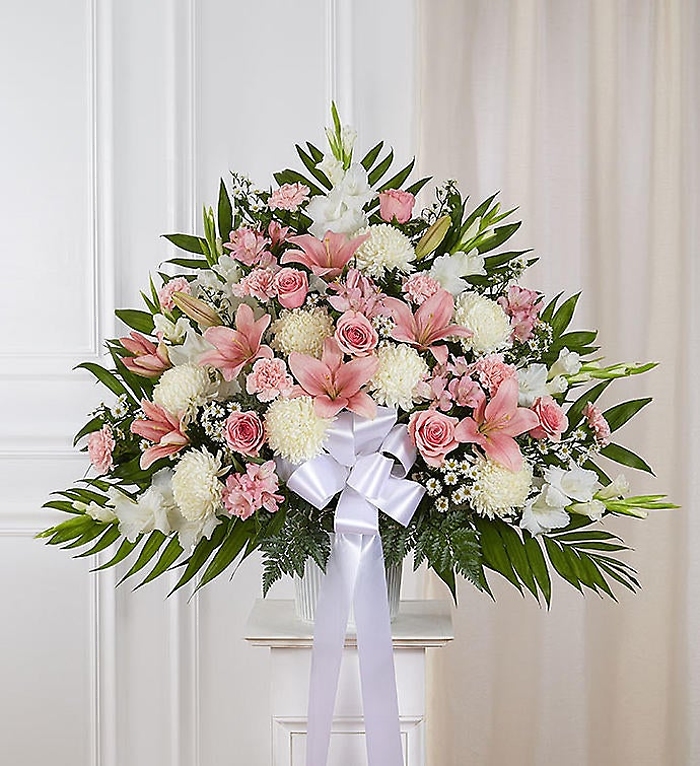 Heartfelt Sympathies&trade; Standing Basket- Pink &amp;White